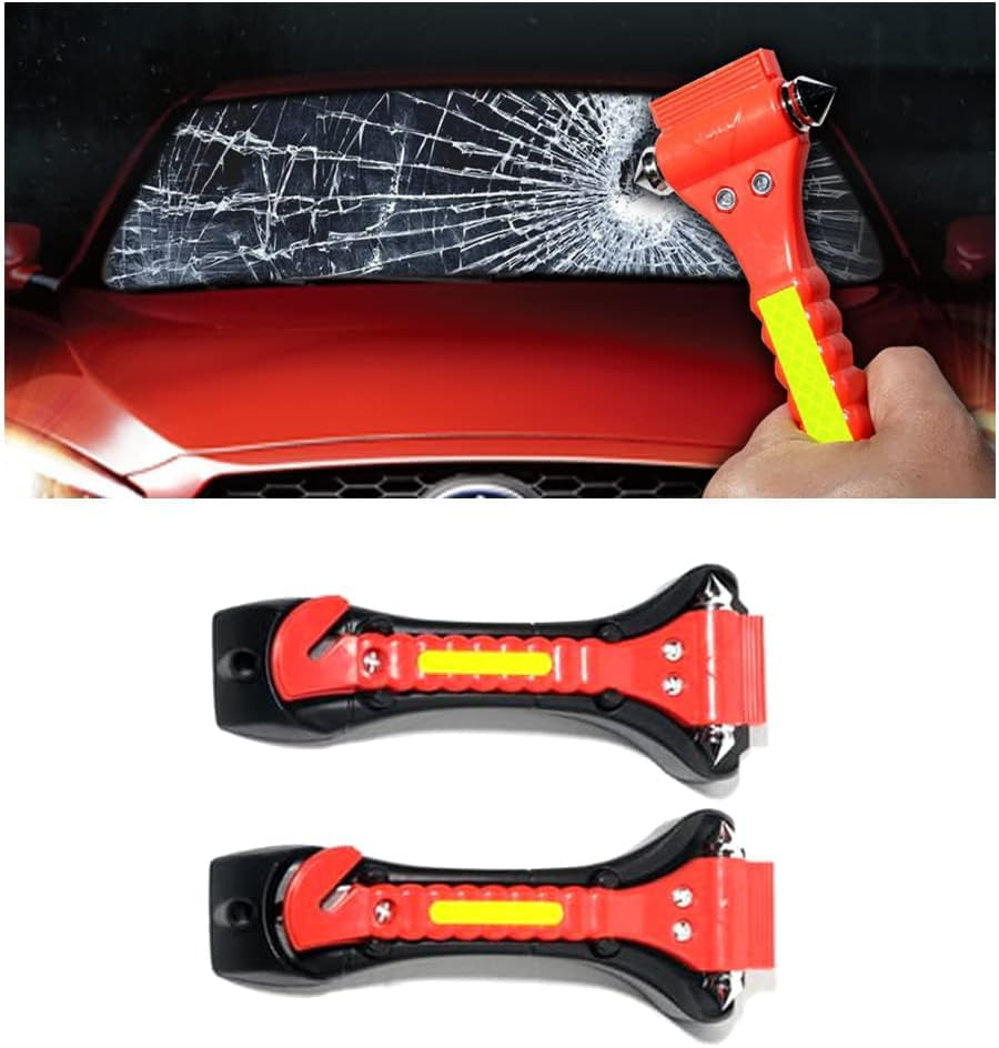 2PCS Window Breaker Seatbelt Cutter,Car Emergency Escape Tool,Car Safety Hammer,2-In-1 Seat Belt Cutter and Glass Breaker,Car Escape Tool,Emergency Car Window Breaker,Fit for Various Vehicles