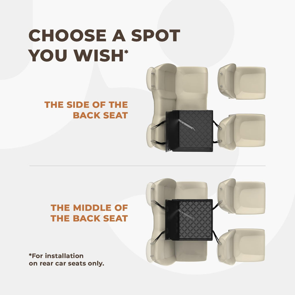 Extra Stable Dog Car Seat - Reinforced for Medium-Sized Dogs with 4 Fastening Straps - Robust and Waterproof Pet Seat for the Back of the Car (M Size, Black) (PS-2-M)