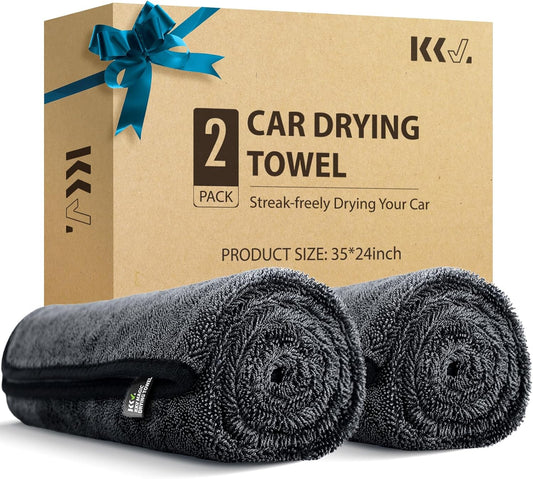 2-Pack Microfiber Towels (35"X 24") Extra Large Ultra Absorbent Drying Towel for Cars and Trucks, without Streaks, Scratches, or Water Spots